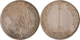 118. Nicolas Ier (1825-1855)
 1 rouble en argent 1834 St Petersbourg commémorant
le monument dédié à Alexandre Ier.
D : 35,8 mm - Poids : 20,7 g
Dia :...
