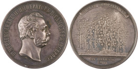 142. Alexandre II (1855-1881)
 Médaille en argent commémorant le succès de l’Institut
féminin dans les études, 1878.
D : 50,8 mm - Poids : 56,52 g
Smi...