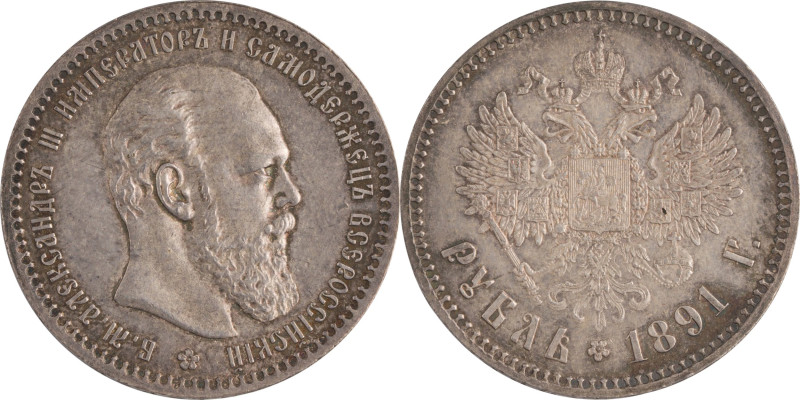 154. Alexandre III (1881-1894)
Rouble 1891.
KM : Y46.
Superbe.
