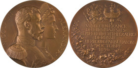 156. Nicolas II (1894-1917)
 Médaille en bronze commémorant la visite de Nicolas II
en France en 1896. Frappée par la Monnaie de Paris.
Sur la tranche...