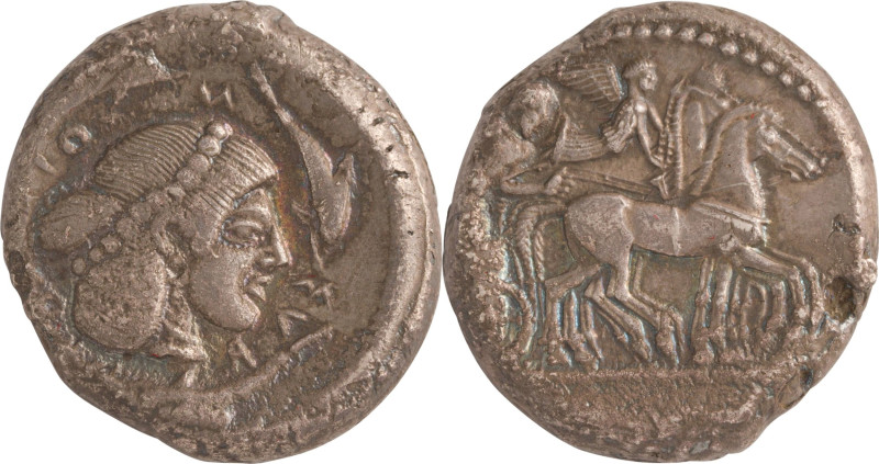 188. SICILE SYRACUSE (479-435)
Tétradrachme.
Avers : Tête de Aréthuse.
Revers : ...