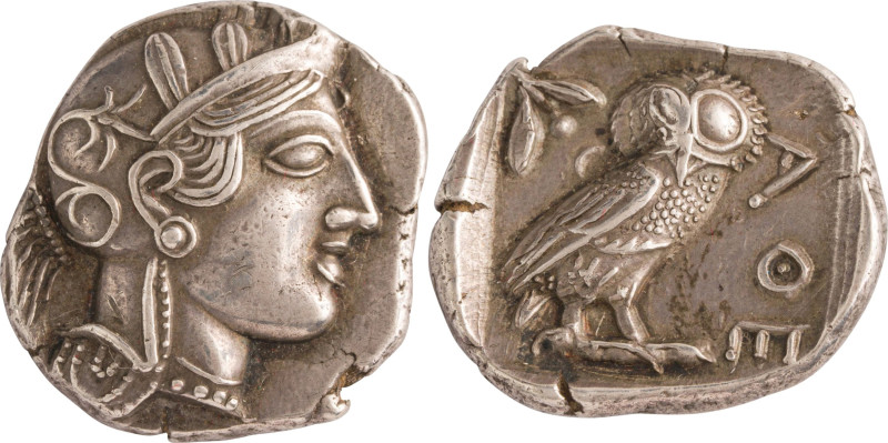 191. ATTIQUE ATHÈNES (450-400)
Tétradrachme.
Poids : 17,12 g
Pozzi : 1547 var.
E...