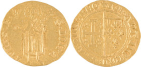 219. COMTE DE PROVENCE, Jeanne de Naples (1362-1382)
Florin d’or.
Poids : 3 g
Fr : 543. B : 856. PA : 4014 PL 90 n° 14.
TB à TTB.