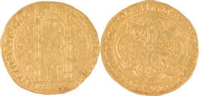 220. COMTE DE PROVENCE, Jeanne de Naples (1362-1382)
Franc à pied cinquième type.
Poids : 3,68 g
Rolland : 93. PA : 4011.
TTB.