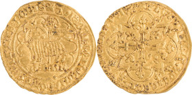 223. Charles VI (1380-1422)
Agnel d’or, La Rochelle.
Poids : 2,5 g
Dy : 372.
TTB. (Coup au dessus de l’agnel).