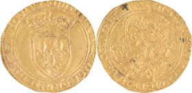 224. COMTE DE PROVENCE, Louis II (1384-1417)
Écu d’or deuxième type.
Poids : 4,04 g
Fr : 217. Roll : 105.
TTB.