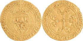 229. Charles VII (1422-1461)
Demi écu d’or à la couronne, 1re émission, Rouen.
Poids : 1,7 g
Dy : 513a.
TB-TTB.