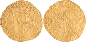 240. François Ier (1515-1547)
Écu d’or de Bretagne, 2e
 type, Nantes.
Poids : 3,4 g
Dy : 790.
TB.