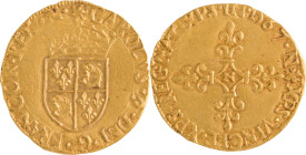 248. Charles IX (1560-1574)
Écu d’or du Dauphiné 1567 Grenoble.
Poids : 3,3 g
Dy : 1061.
TTB.