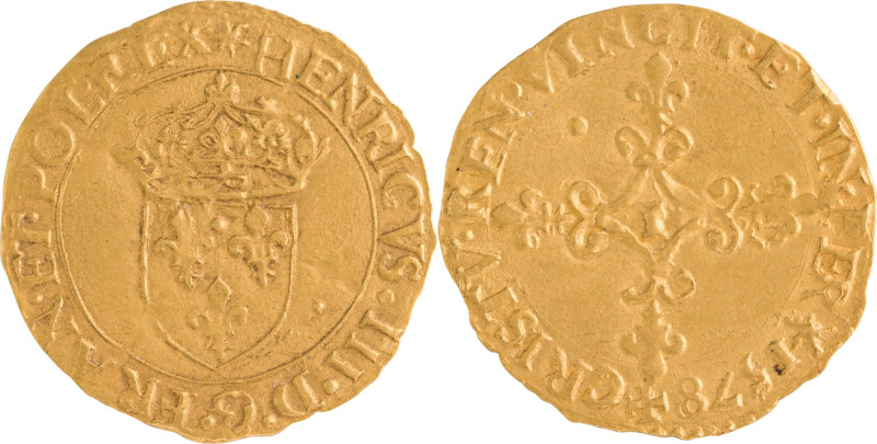 251. Henri III (1574-1589)
Écu d’or 2e
 type 1578 Limoges.
Poids : 3,3 g
Dy : 11...