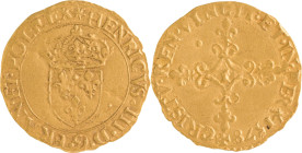 251. Henri III (1574-1589)
Écu d’or 2e
 type 1578 Limoges.
Poids : 3,3 g
Dy : 1123.
TB à TTB.