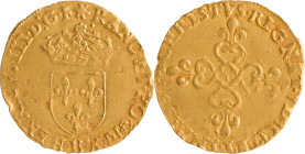 256. Henri III (1574-1589)
Écu d’or 1er type 1584 Rouen.
Poids : 3,4 g
Dy : 1121A.
TTB.