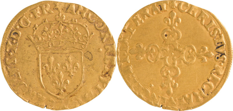 257. Charles X, Roi de la Ligue
Écu d’or au soleil 1591 Paris.
Poids : 3,3 g
Dy ...