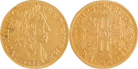268. Louis XIII (1610-1643)
Louis d’or 1642 Paris. « CHRS » à 9H.
Poids : 6,7 g
G : 58.
TTB à Superbe.