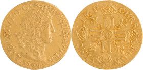 280. Louis XIV (1643-1715)
Louis d’or juvénile tête laurée 1669 Lyon.
Poids : 6,7 g
G : 246.
TTB-Superbe. (Fines stries au droit).
