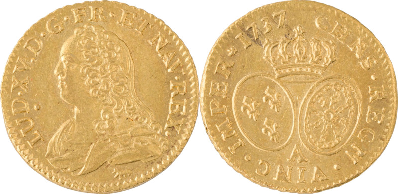 295. Louis XV (1715-1774)
Louis d’or aux lunettes 1737 Paris 2e
 semestre.
Poids...