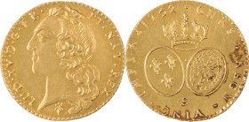 300. Louis XV (1715-1774)
Demi Louis d’or au bandeau 1752 Reims.
Poids : 4 g
G : 330.
Superbe-FDC. (Petites taches au revers).