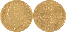 304. Louis XV (1715-1774)
Louis d’or au bandeau 1770 Pau.
Poids : 8,1 g
G : 341a.
TTB.