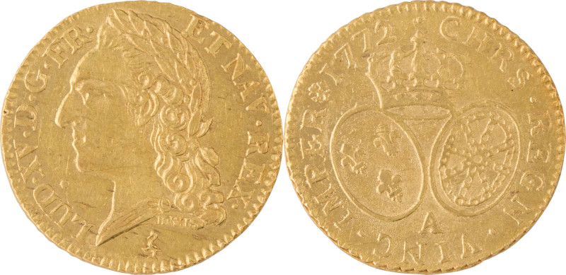 307. Louis XV (1715-1774)
Louis d’or à la vieille tête 1772 Paris 2e
 semestre.
...