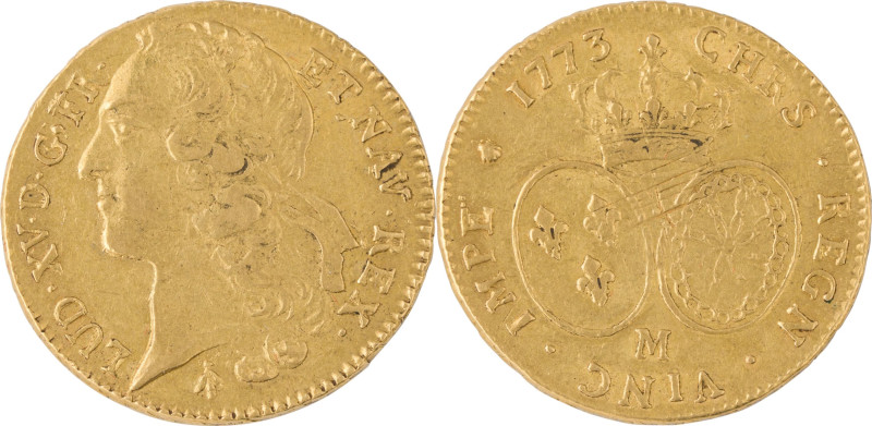 309. Louis XV (1715-1774)
Double Louis d’or au bandeau 1773 Toulouse.
Poids : 16...