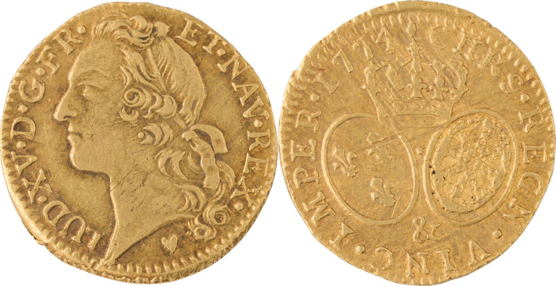 310. Louis XV (1715-1774)
Louis d’or au bandeau 1774 Aix.
Poids : 8 g
G : 341.
P...