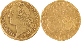 310. Louis XV (1715-1774)
Louis d’or au bandeau 1774 Aix.
Poids : 8 g
G : 341.
Presque TTB.