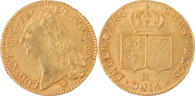 318. Louis XVI (1774-1793)
Double Louis d’or au buste nu 1786 Bordeaux 1er semes...