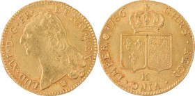 318. Louis XVI (1774-1793)
Double Louis d’or au buste nu 1786 Bordeaux 1er semestre.
Poids : 15,2 g
G : 363.
Superbe.