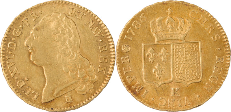 319. Louis XVI (1774-1793)
Double Louis d’or au buste nu 1786 Bordeaux 2e
 semes...