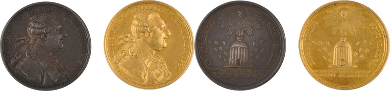 320. Louis XVI (1774-1793)
 Ensemble de deux médailles identiques, l’une en arge...