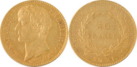 335. Consulat (1799-1804)
40F An 11 Paris.
Poids : 12,88 g
G : 1080.
Superbe.