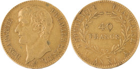 337. Consulat (1799-1804)
40F An 11 Paris. Frappe médaille.
Poids : 12,85 g
G : 1080 var.
TB à TTB. (Trois coups sur le listel au revers).