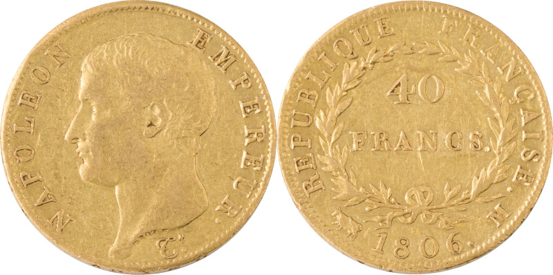 342. Napoléon Ier (1804-1815)
40F 1806 M : Toulouse.
Poids : 12,90 g
G : 1082.
T...