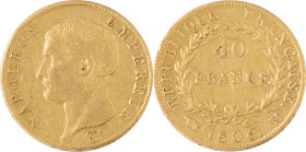 342. Napoléon Ier (1804-1815)
40F 1806 M : Toulouse.
Poids : 12,90 g
G : 1082.
TB à TTB.