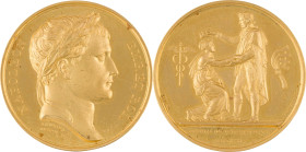 344. Napoléon Ier (1804-1815)
Médaille en or commémorant la Liberté rendue à Danzig en 1807.
Graveur : ANDRIEU.
D : 40,5 mm - Poids : 58,23 g
Bramsem ...