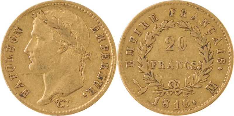 352. Napoléon Ier (1804-1815)
20 Francs or 1810, Toulouse.
Poids : 6,41 g
G : 10...