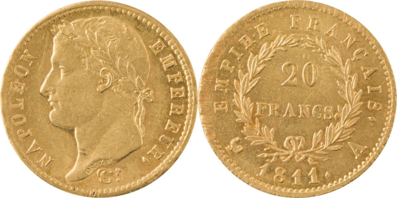 354. Napoléon Ier (1804-1815)
20 Francs or 1811, Paris.
Poids : 6,45 g
G : 1025....