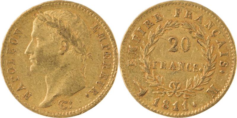 355. Napoléon Ier (1804-1815)
20 Francs or 1811, Toulouse.
Poids : 6,46 g
G : 10...