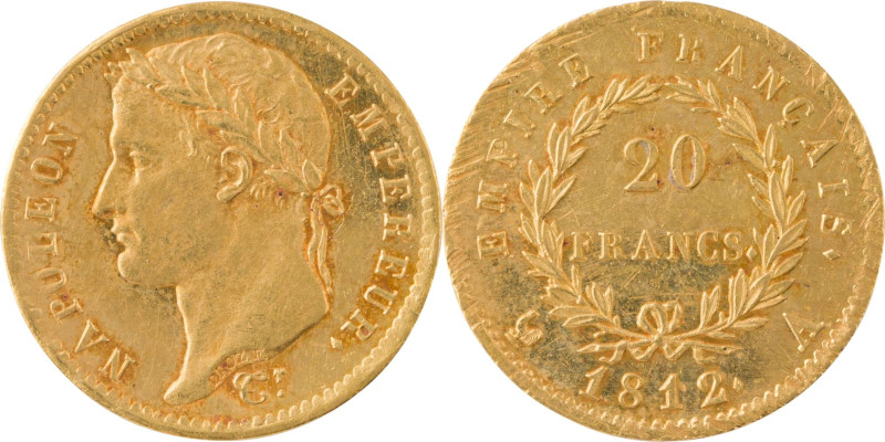 361. Napoléon Ier (1804-1815)
20 Francs or 1812, Paris.
Poids : 6,44 g
G : 1025....