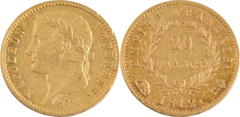 362. Napoléon Ier (1804-1815)
20 Francs, 1812 Rome.
Poids : 6,45 g
G : 1025 (136...