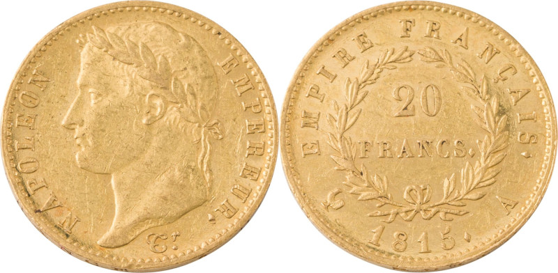 368. Napoléon Ier, Les 100 jours (1804-1815)
20 Francs or, 1815 Paris.
Poids : 6...