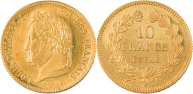 377. Louis-Philippe (1830-1848)
Essai de 10 Francs or tranche cannelée non daté (1830). Flan bruni.
Poids : 3,26 g
VG : 2759.
FDC.