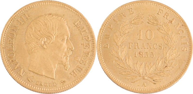 386. Napoléon III (1852-1870)
10 Francs or 1855 Paris, grand module.
Poids : 3,2...