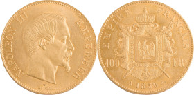 388. Napoléon III (1852-1870)
100F 1859 A : Paris.
Poids : 32,28 g
G : 1135.
Superbe.