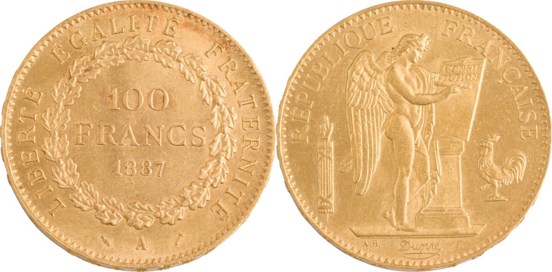 395. IIIe République
100F 1887 A : Paris.
Poids : 32,23 g
G : 1137 (234 exemplai...