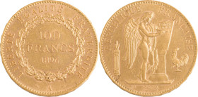 401. IIIe République
100F 1896 A : Paris.
Poids : 32,22 g
G : 1137 (400 exemplaires).
TTB à Superbe.