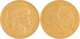 402. IIIe République
20 Francs or piéfort 1899, flan mat, type Chaplain.
Poids : 8,97 g
GEM : 276.EP1.
Superbe.