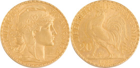 403. IIIe République
20 Francs or piéfort 1899, flan brillant, type Chaplain.
Poids : 8,7 g
VG : 465 var.
Superbe-FDC