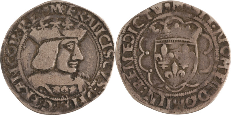 409. François Ier (1515-1547)
Demi teston en argent, 15e
 type, Marseille.
D : 2...