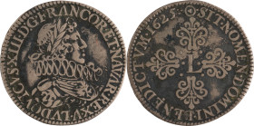 414. Louis XIII (1610-1643)
Demi Franc d’argent au moulin 1625 Paris.
Poids : 6,7 g
G : 35a.
TB à TTB.